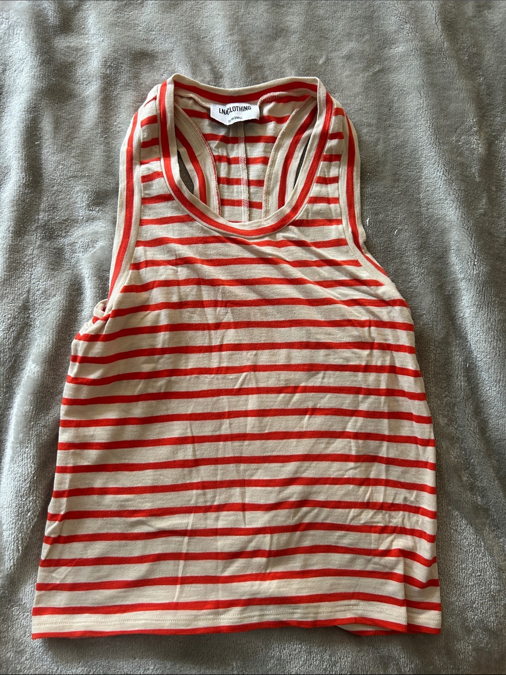 LNA Red and Cream Striped Racerback Tank